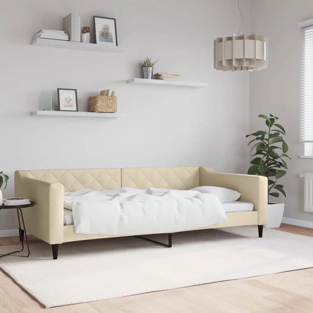 Letto singolo | Letto per adulti | Letto da Giorno Crema 100x200 cm in Tessuto