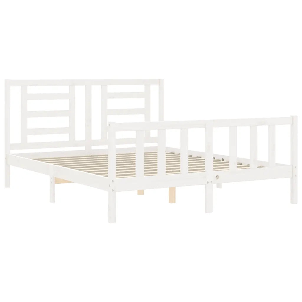 Giroletto senza Materasso-Struttura Letto Bianco 160x200 cm Legno Massello Pino 864743