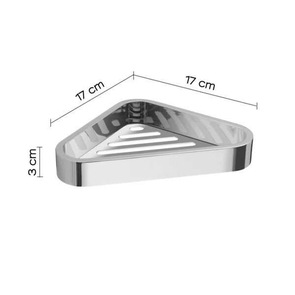 Portaoggetti angolare per doccia da muro in ottone, acciaio inox AISI 304 e Cromall 3283 Gedy serie OUTLINE Cromato