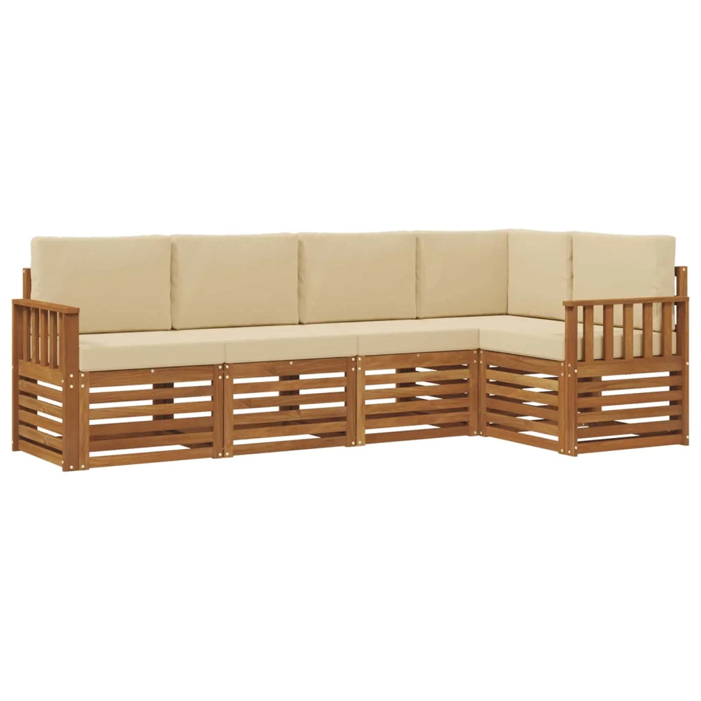 Set divano sezionale con cuscino 5 pcs Naturale e Beige 3374803