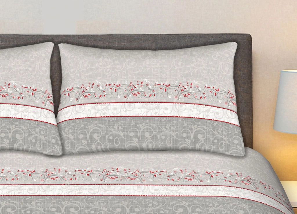 Completo Lenzuola Stiro Facile 100% Cotone Made Italy Effetto Seta Drappo - Matrimoniale - Grigio