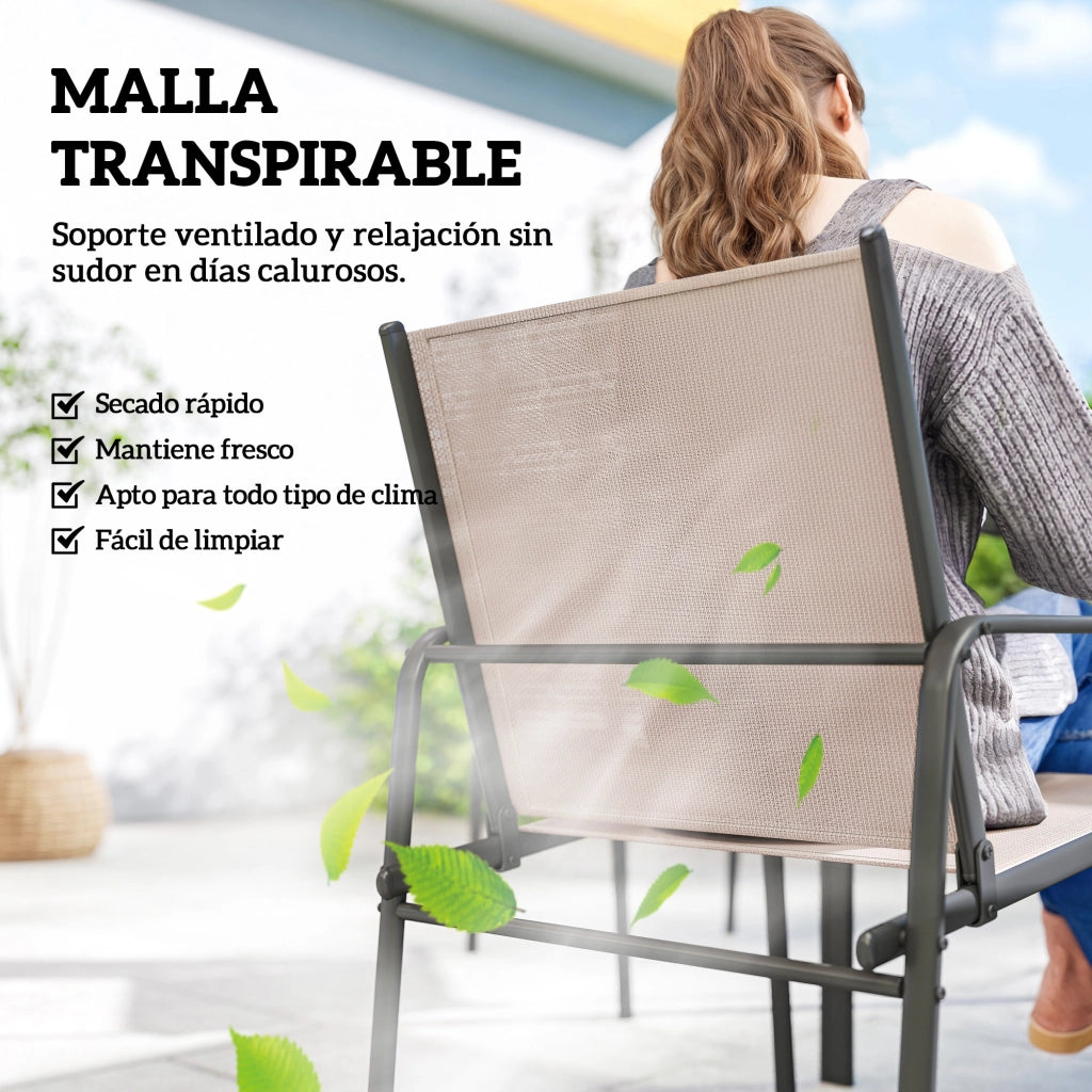 Set Tavolo e Sedie Giardino ¨C Xylo ¨C 6 Posti Effetto Legno Beige