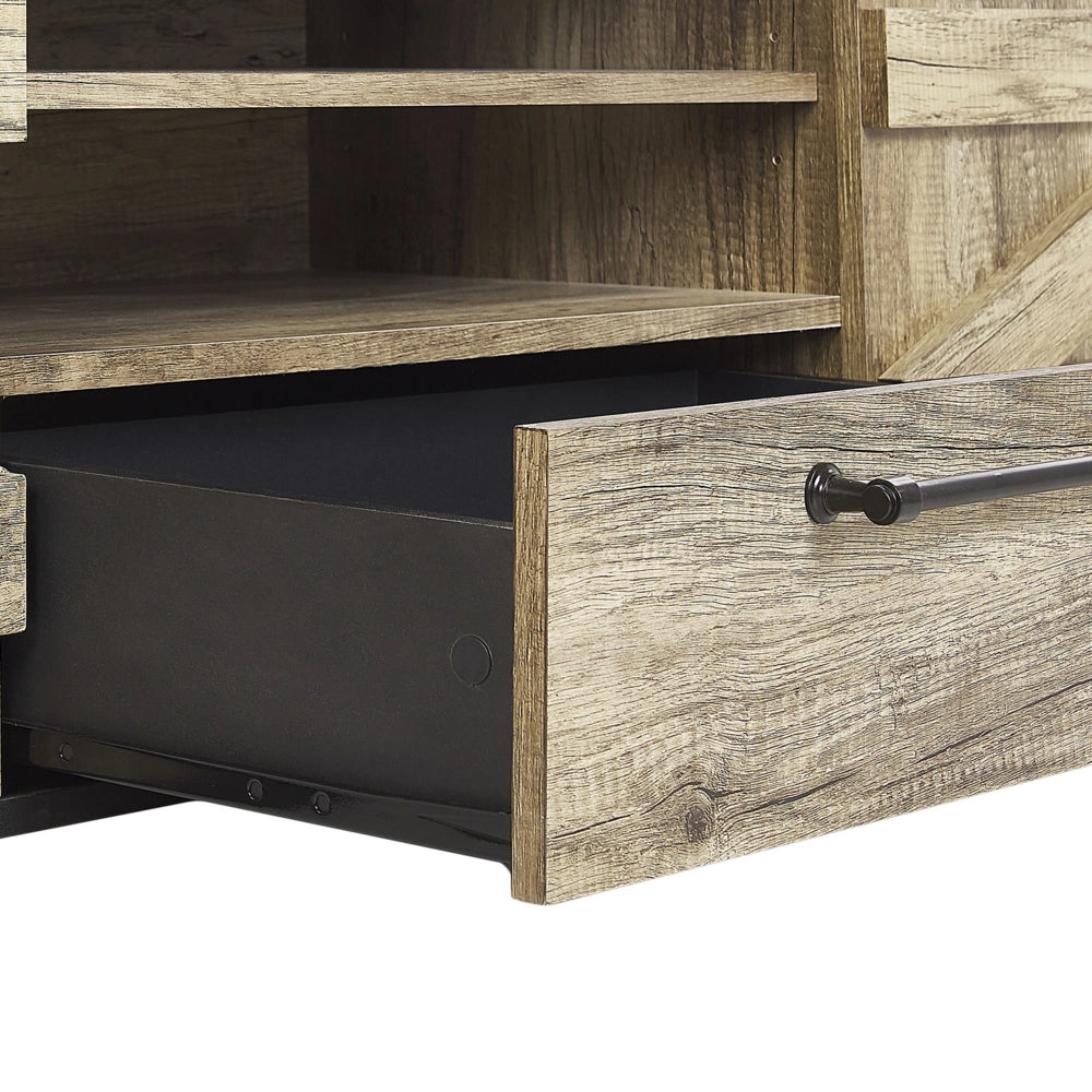 Mobiletto da TV in legno chiaro e truciolare color nero 43 cm stile design rustico soggiorno