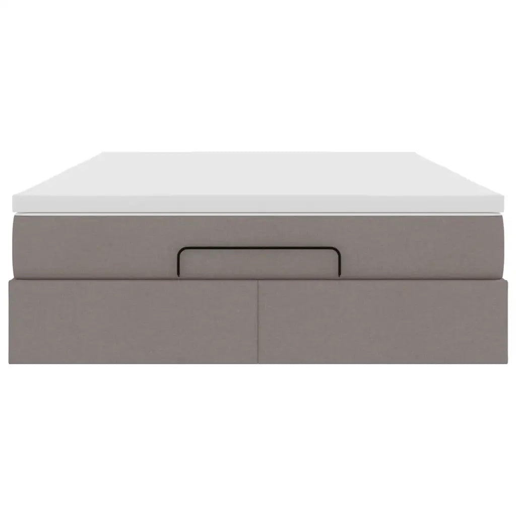 Struttura Letto Pouf con Materasso Tortora 140x190 cm Tessuto