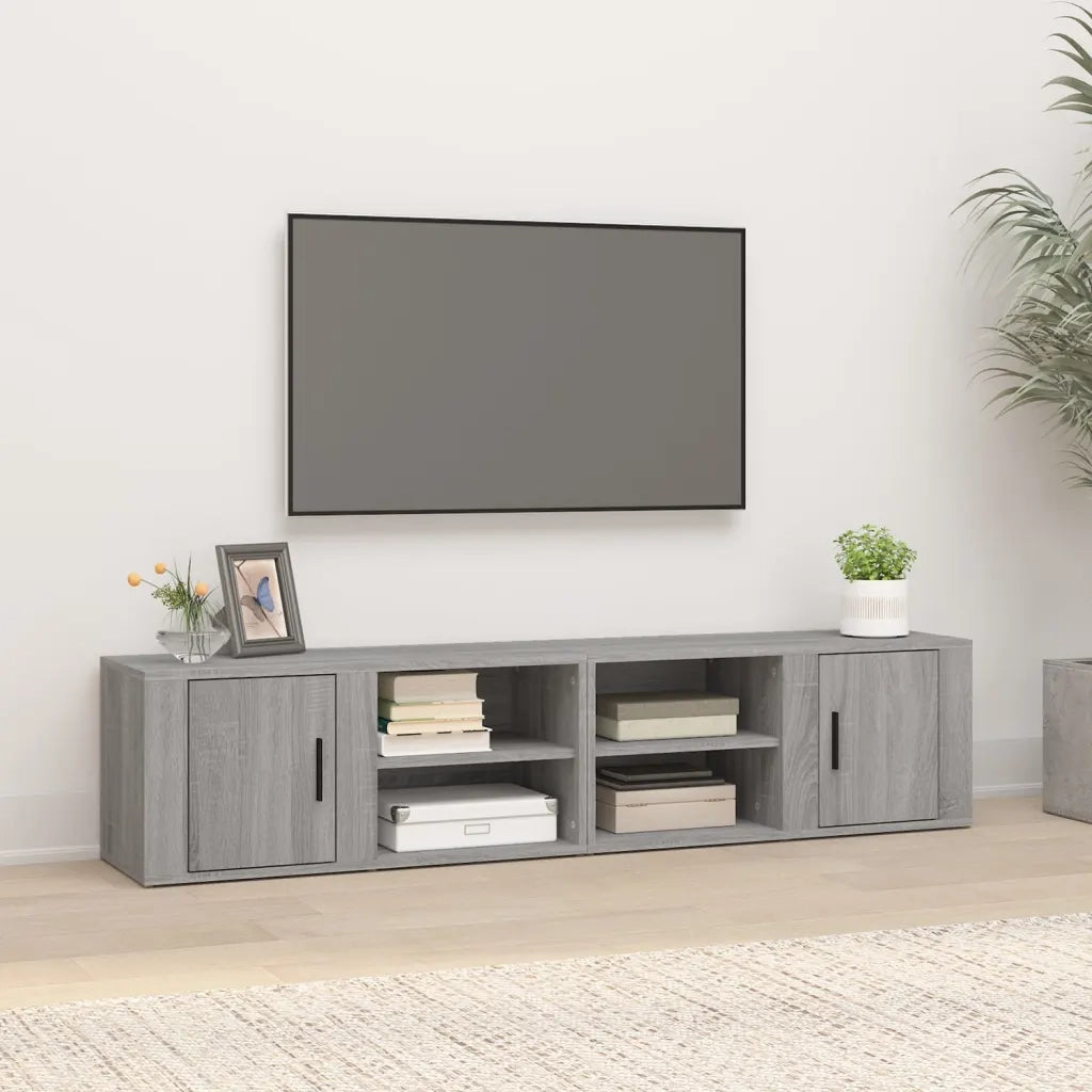 Mobili TV 2 pz | Armadietto TV | Mobile Porta TV Grigio Sonoma 80x31,5x36 cm Legno Multistrato