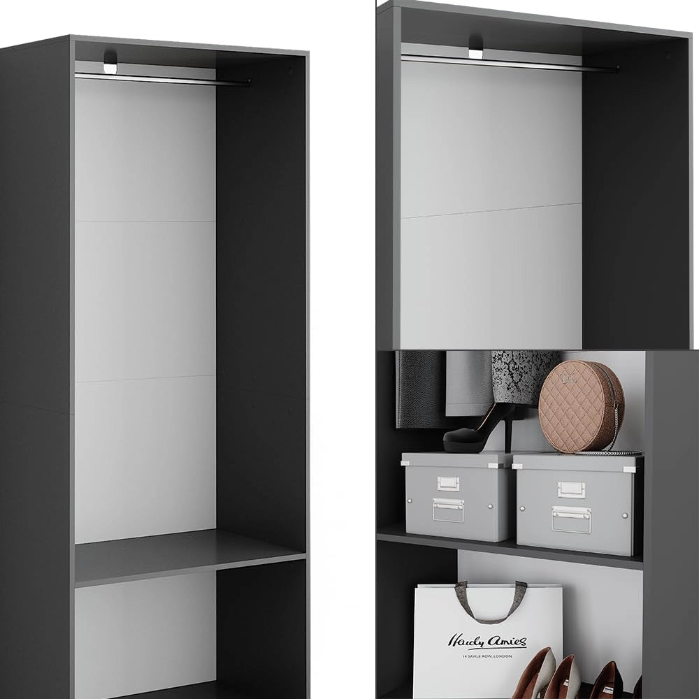 Armadio Elmo, Antracite, 80 x 200 cm, per una conservazione flessibile di diversi capi di abbigliamento