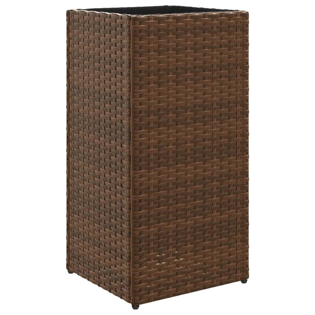 Fioriera rialzata per piante fiori giardino terrazze set da 2 30 x 30 x 60 cm resina intrecciata marrone 02_0038928
