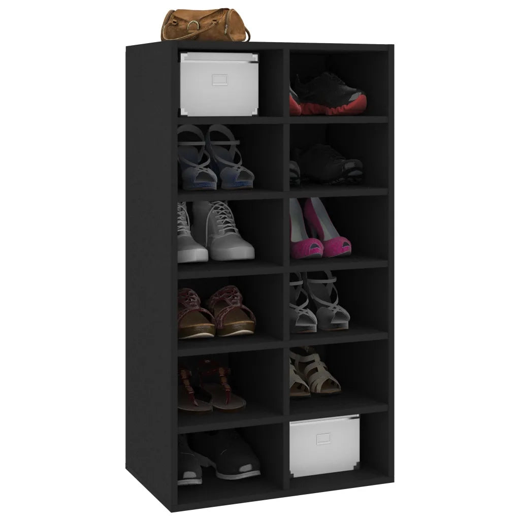 Scarpiera-Scaffale per scarpe Nera 54x34x100,5 cm in Legno Multistrato