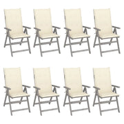Sedie Giardino Reclinabili 8pz Cuscini Massello Acacia Grigio cod mxl 8504