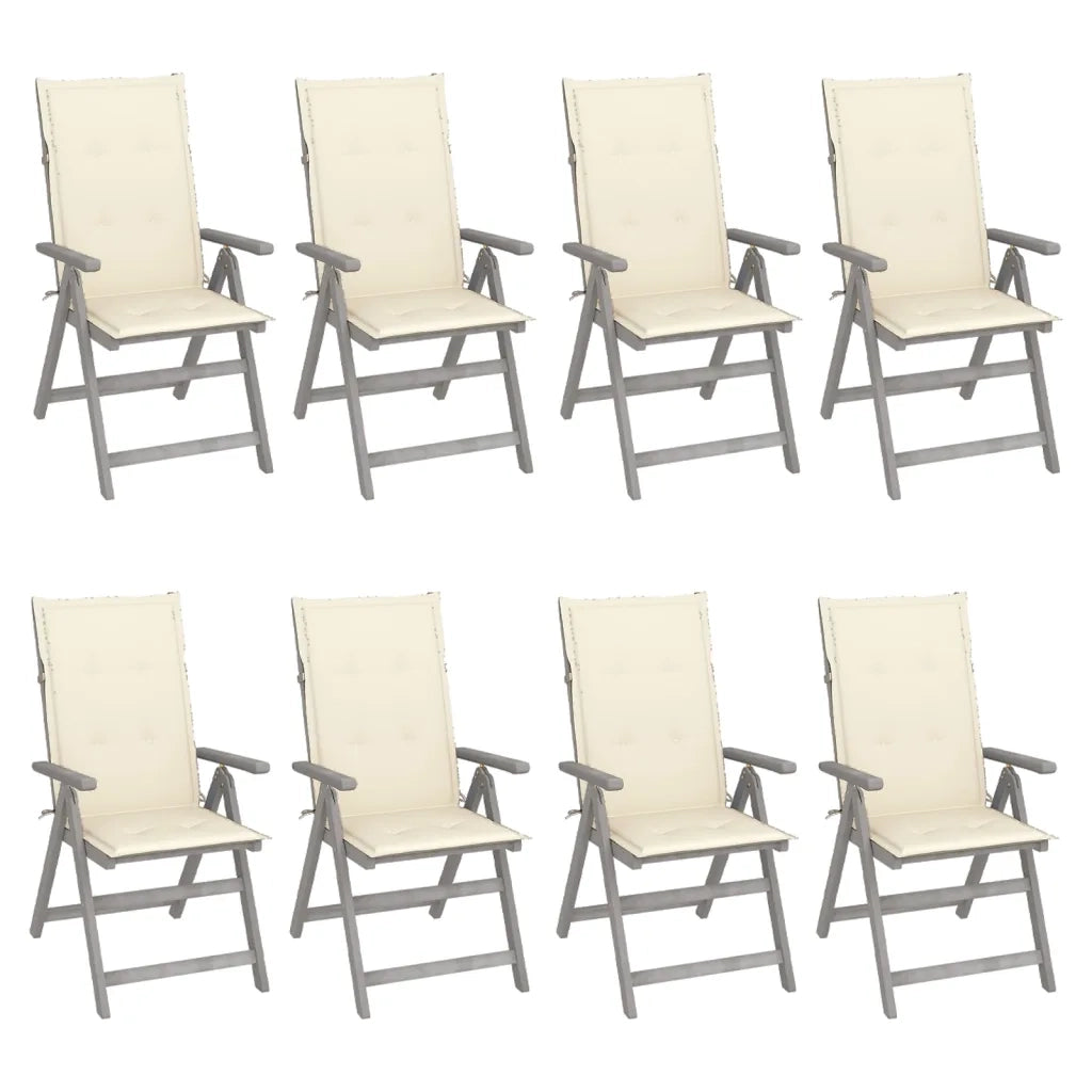 Sedie Giardino Reclinabili 8pz Cuscini Massello Acacia Grigio cod mxl 8504