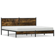 Letto matrimoniale | Letto per adulti | Giroletto senza Materaso in Metallo Rovere Fumo 193x203 cm