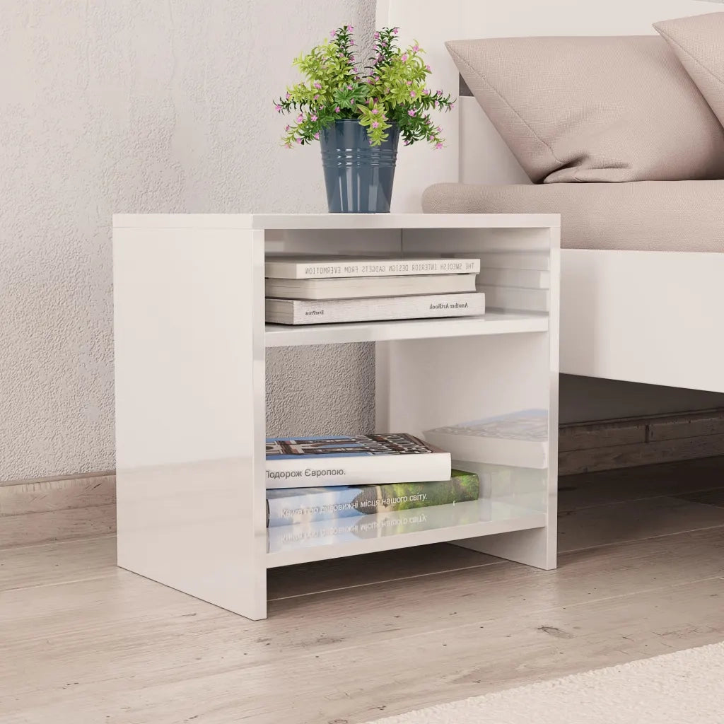 Comodini 2 pz-Set di 2 Tavolino da notte Bianco Lucido 40x30x40 cm in Legno Multistrato