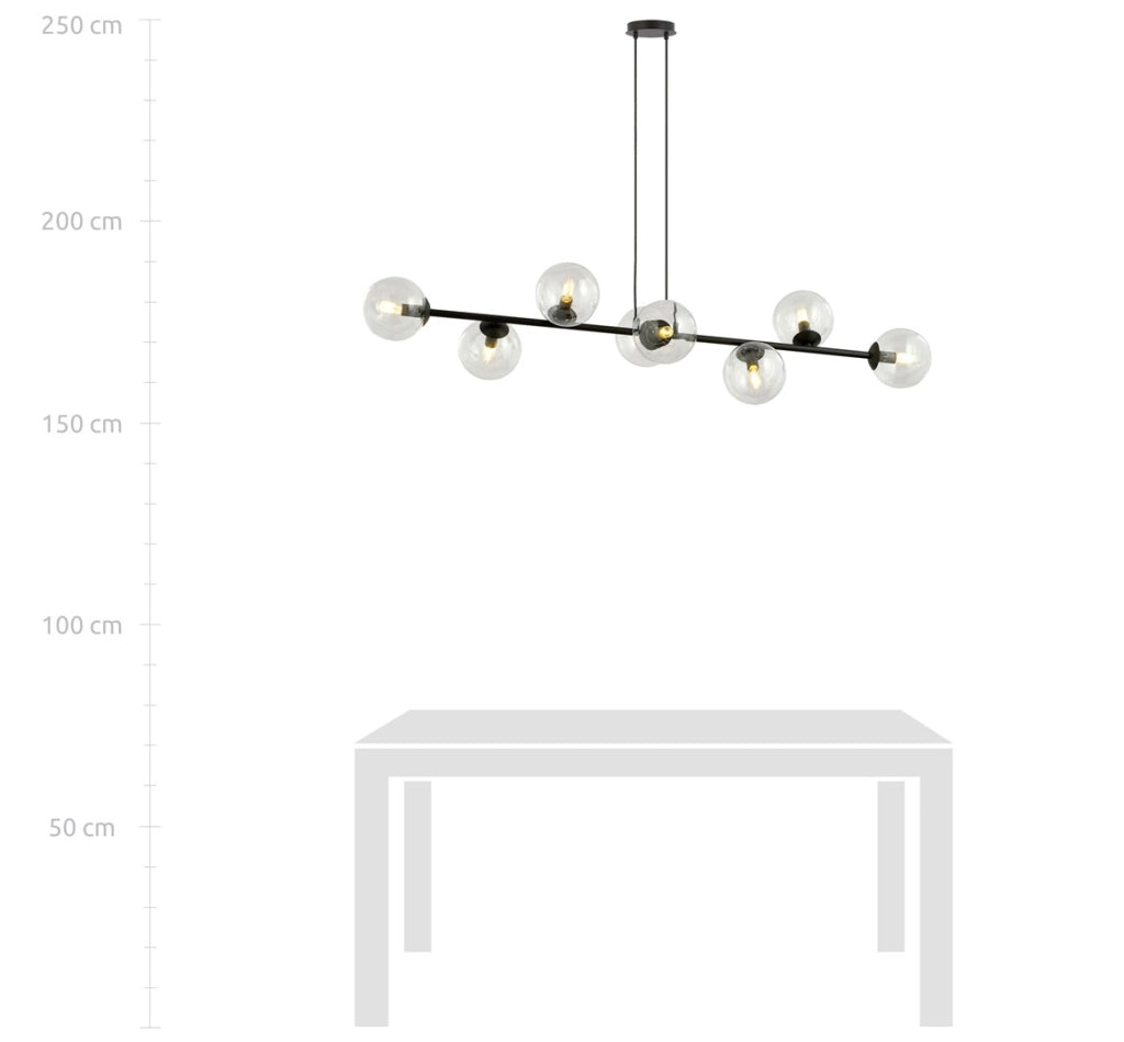 Lampadario sospeso Emibig Rossi 8xE14 vetro trasparente nero