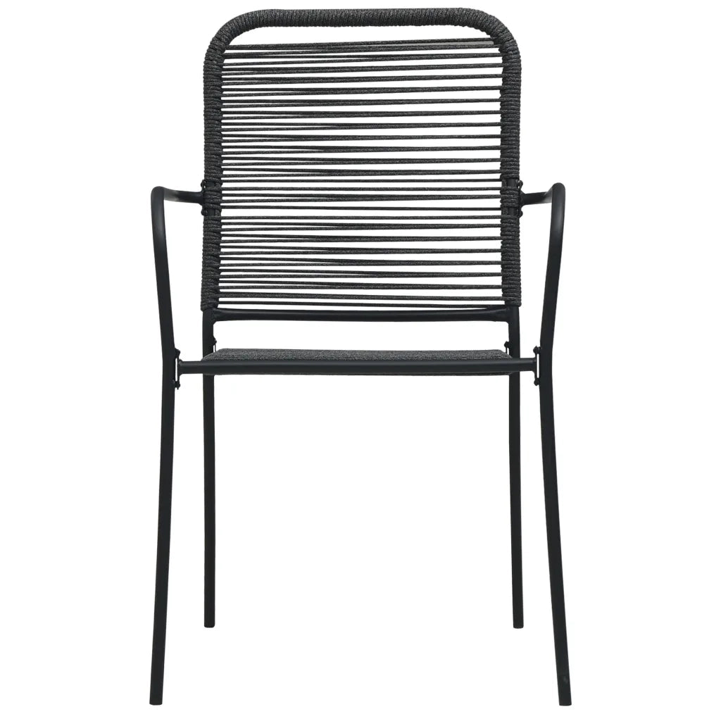 Set da Pranzo da Esterni 7 pz in Corda di Cotone e Acciaio Nero 3058278