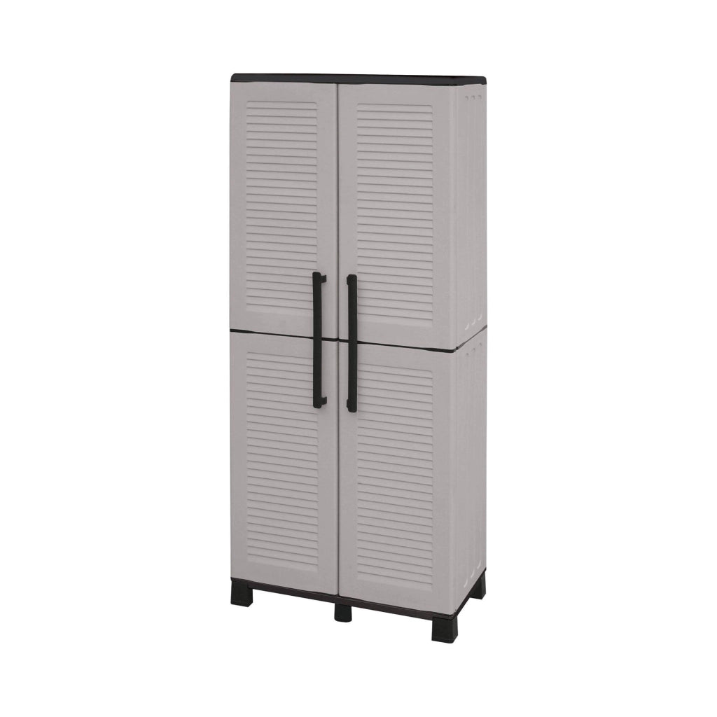 Mobile da Giardino Ash, Armadio da Esterno 3 Ripiani, 68x37x169h cm Grigio Chiaro