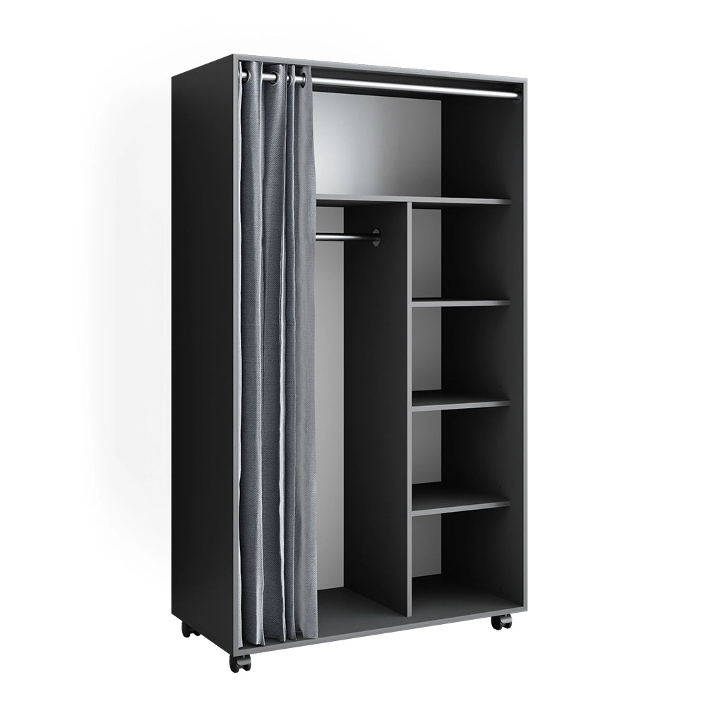 Vicco Armadio multifunzione Grigio 100 x 168 cm Con rulli