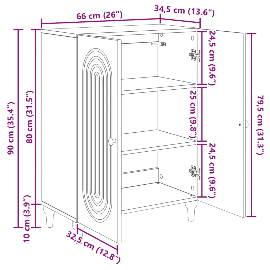 Credenza Grigio Cemento 66 x 34,5 x 90 cm Legno ingegnerizzato
