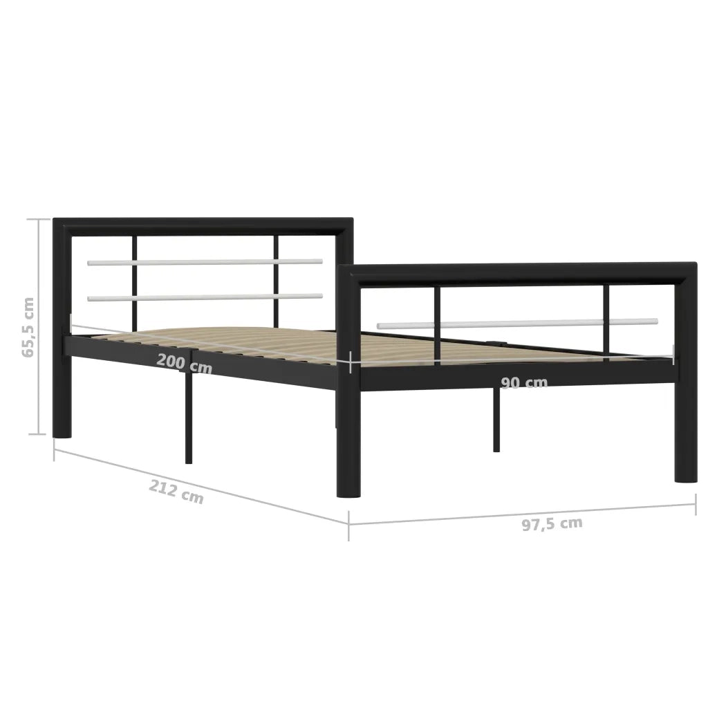 Giroletto-Struttura Letto Nero e Bianco in Metallo 100x200 cm