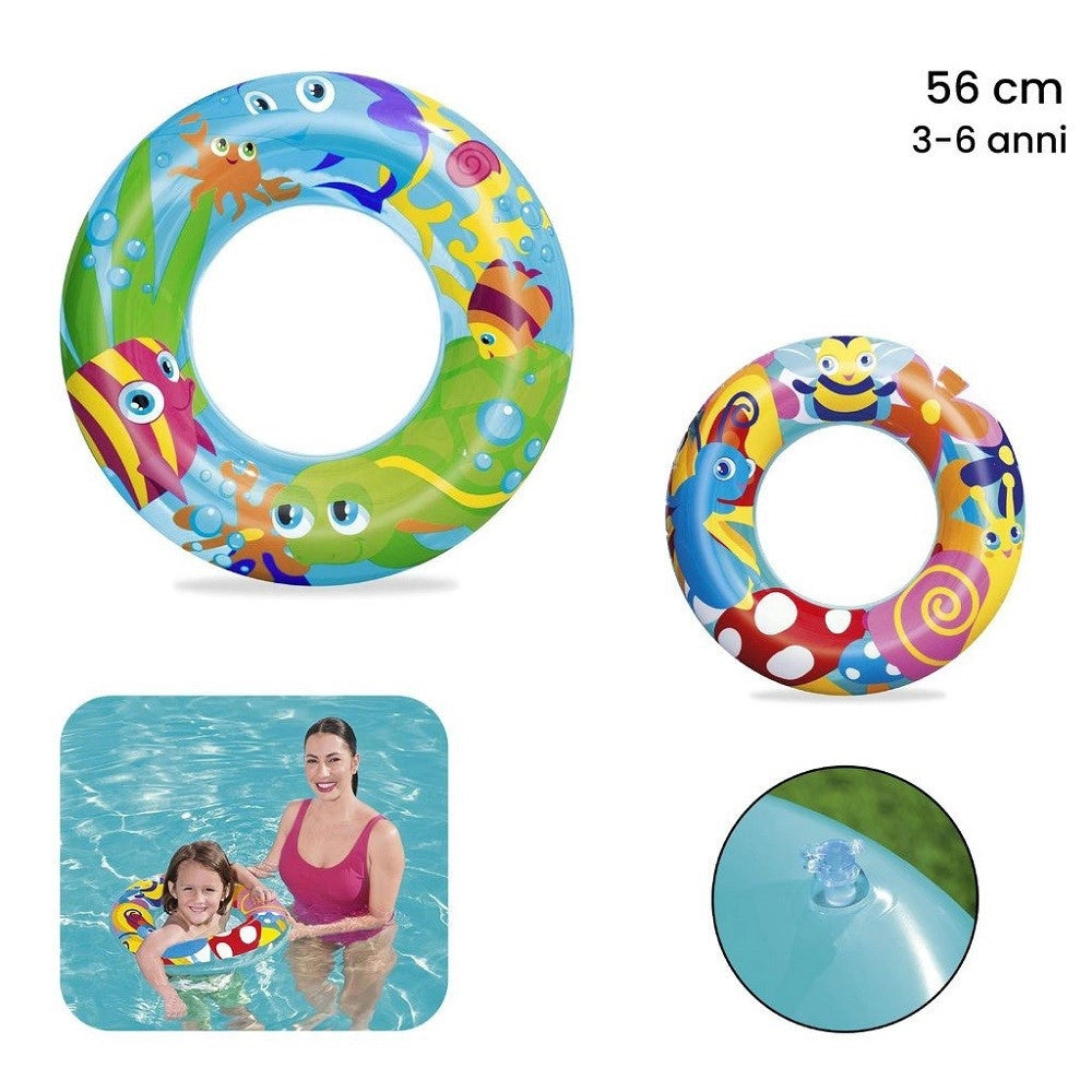 Trade Shop - Salvagente Gonfiabile Designer A Fantasia 56cm Bambini 3 Modelli Assortiti 36013 -