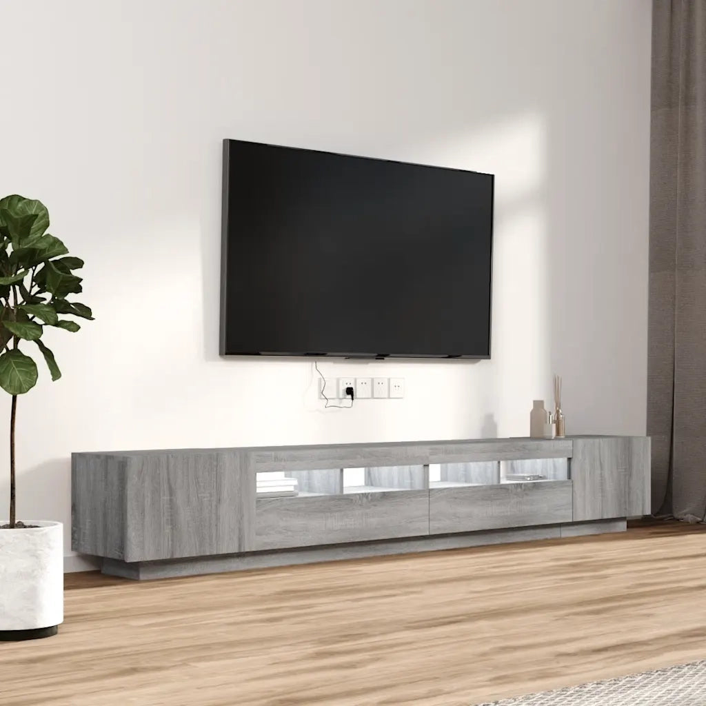 Set Mobili TV 3 pz | Armadietto TV | Mobile Porta TV con Luci LED Grigio Sonoma Legno Multistrato