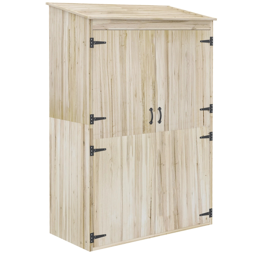 EasyComfort Casetta da Giardino in Legno di Abete con 2 Porte e Ripiani, 120x57x183cm, Naturale