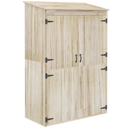 EasyComfort Casetta da Giardino in Legno di Abete con 2 Porte e Ripiani, 120x57x183cm, Naturale