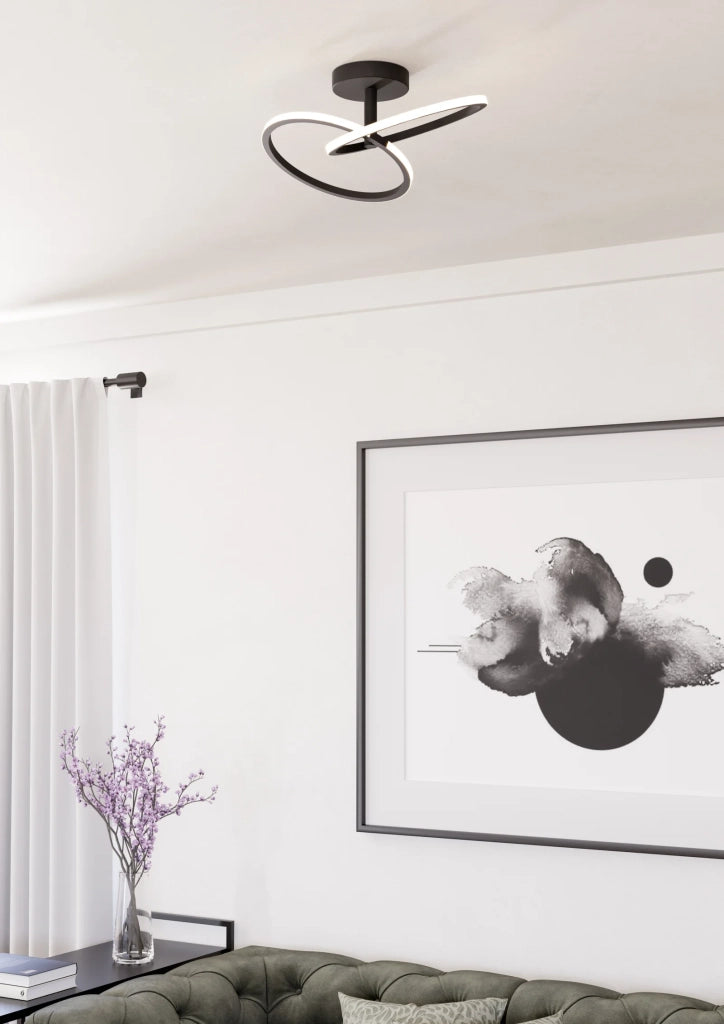 Plafoniera Moderna Congiunti Acciaio Nero Plastiche Bianche Led 12W 1500Lm Ip20
