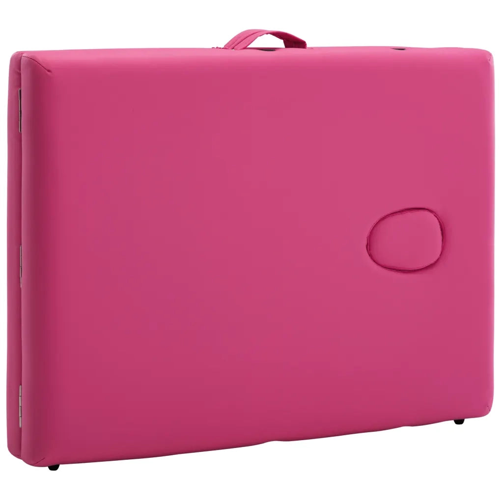 Lettino da Massaggio a 2 Sezioni in Alluminio Rosa 110194