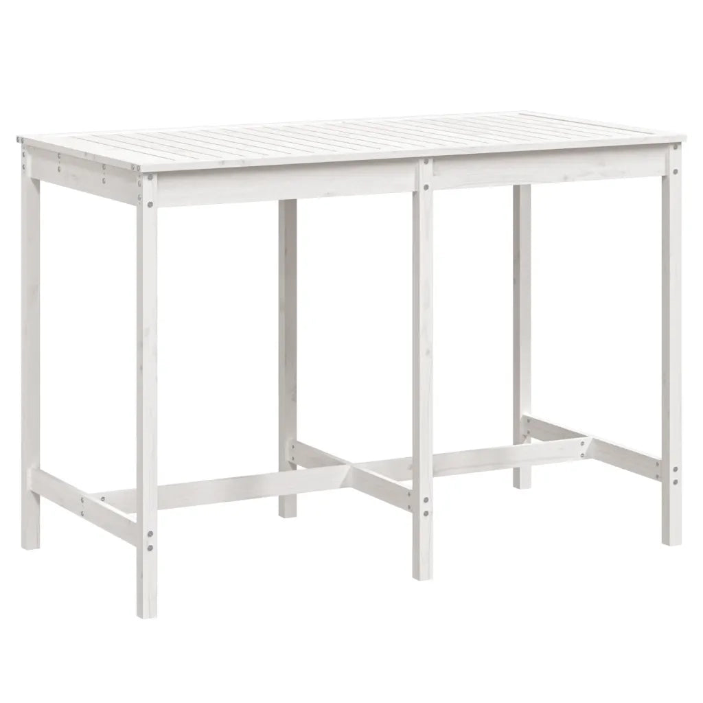 Tavolo da Giardino | Tavolino da esterno Bianco 159,5x82,5x110 cm Legno Massello Pino
