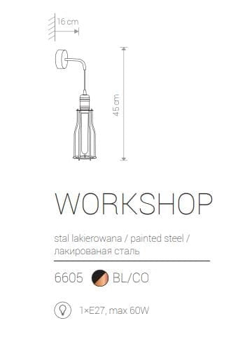 Applique industriale Nowodvorski Workshop nero/rame E27 6605