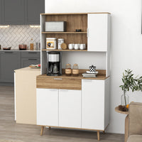 Credenza da Cucina 98x39x180 cm in Legno Truciolare Bianco e Legno