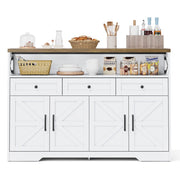 Credenza 140 cm, 3 cassetti in MDF bianco e marrone, stile rustico