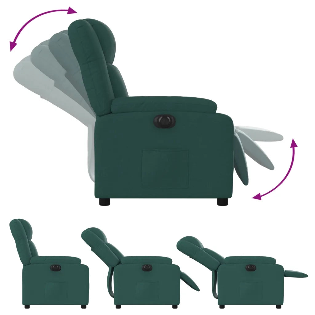Poltrona | Sedia Relax Elettrica Reclinabile Verde Scuro in Tessuto
