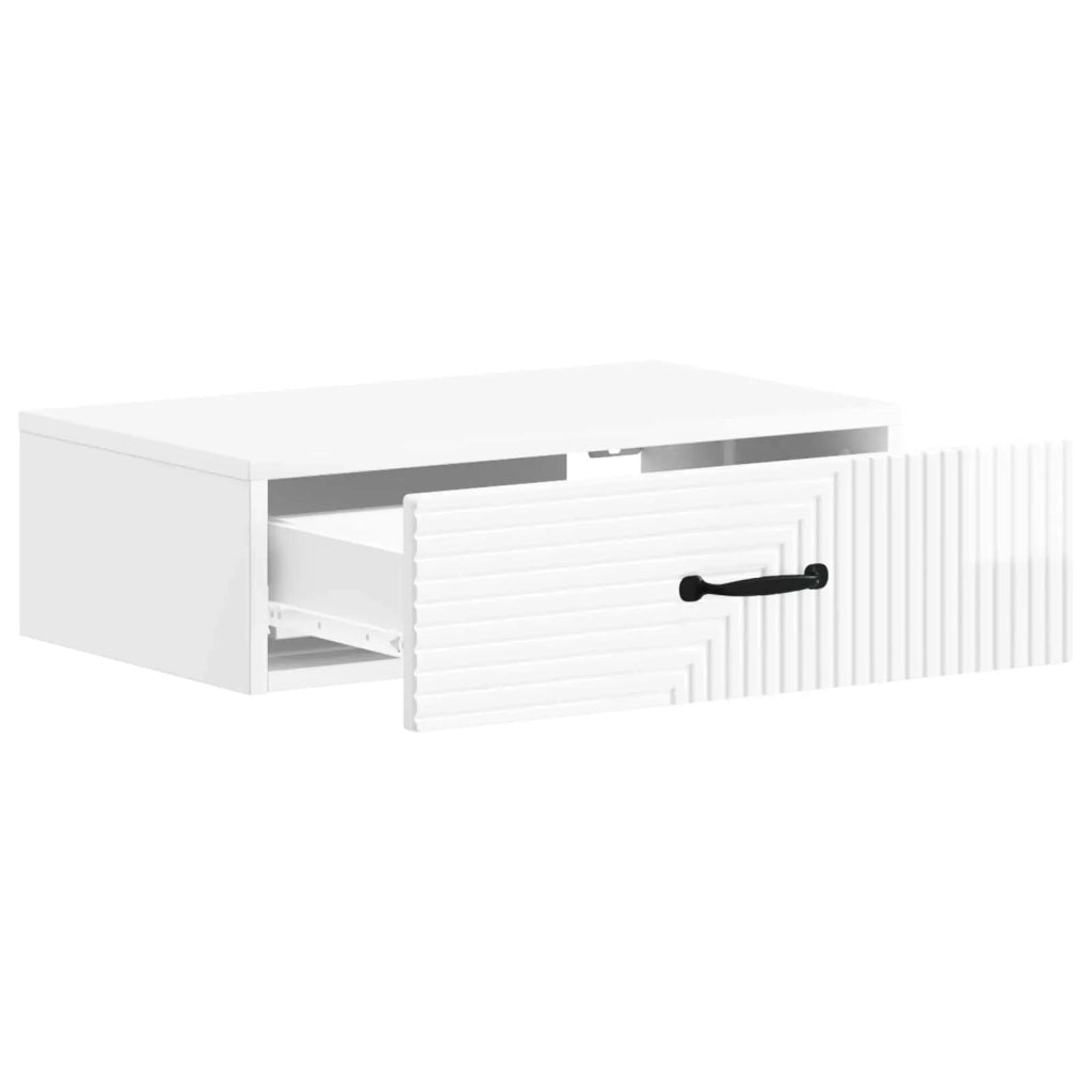 Tavolino da Parete Laterale Bianco Lucido 59 x 34,5 x 17 cm 898659