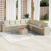 Set Divano da Giardino 10 pz con Cuscini Beige in Polyrattan 3257822