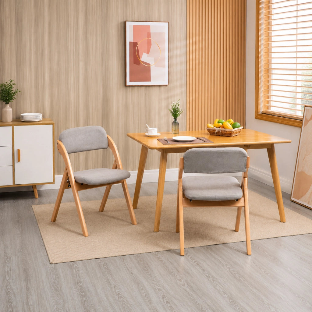 Set di 2 sedie pieghevoli 112x20x50 cm con seduta imbottita in legno grigio