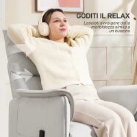 Poltrona Reclinabile Elettrica con Telecomando e Poggiapiedi, in Tessuto Effetto Velluto, 80x83x104 cm, Crema