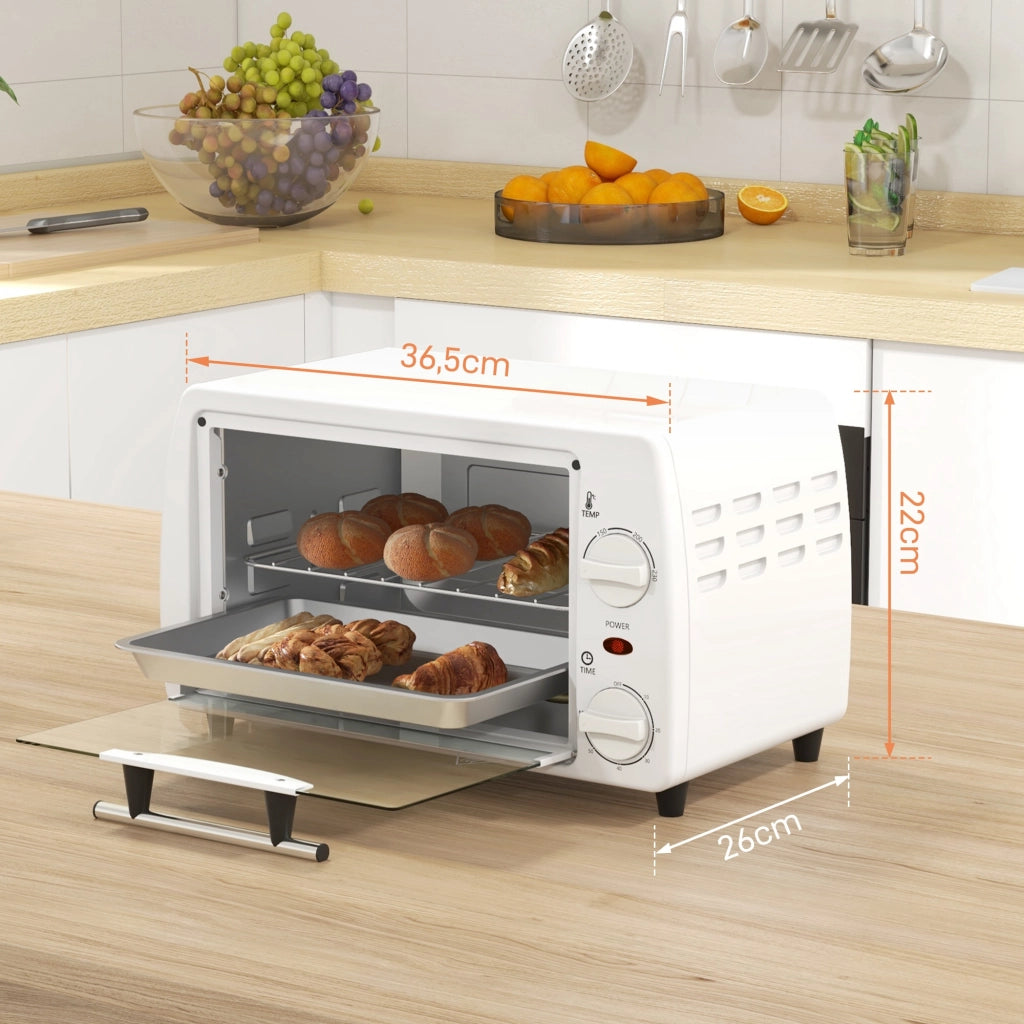 Forno Elettrico da Tavolo 10L ¨C Xylo ¨C 750W 230¡ãC Timer Bianco 36,5x26x22cm