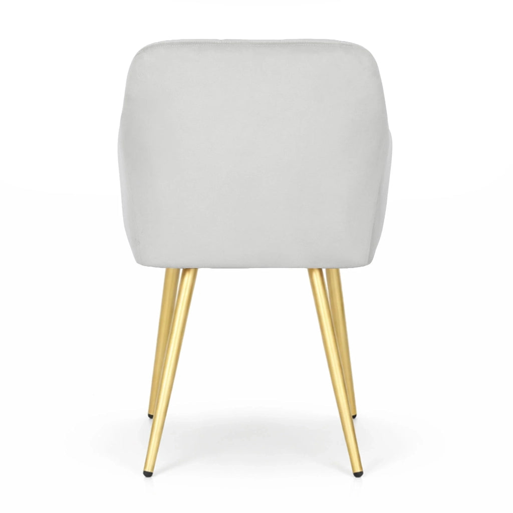 Set di 4 Sedie imbottite con cuciture quadrate LUXANO Grigio gambe oro