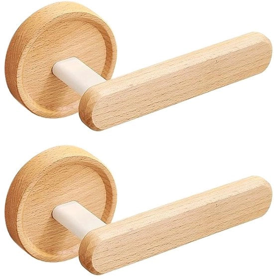 Due Pezzi di Sostegni per Tende - Autoadesivi - Maniglie in Legno Vintage - Supporto per Parete - Impermeabili - Alta Durata - Maniglie per Parete