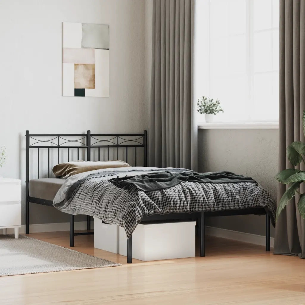 Giroletto con Testiera-Struttura Letto con testiera in Metallo Nero 120x200 cm 464781