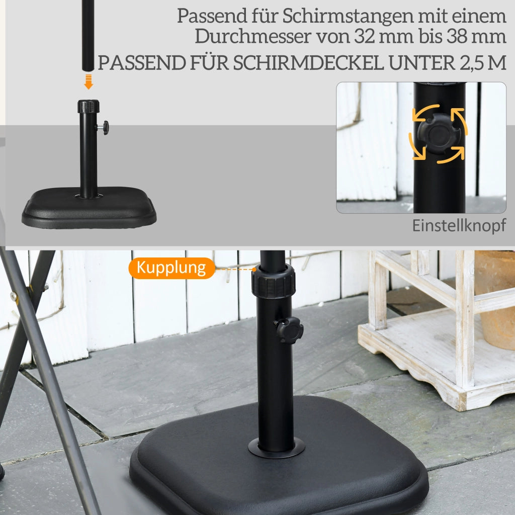 Base per Ombrellone in Cemento Quadrata 11kg ¨C Zephmum ¨C Nero 32-38mm