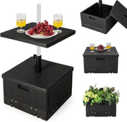 Piedino per ombrellone da riempire con 45 litri di acqua / 67 kg di sabbia base ombrellone con ruote e piano di posizionamento, supporto per ombrellone da 38/48 mm, 53 x 53 x 45 cm