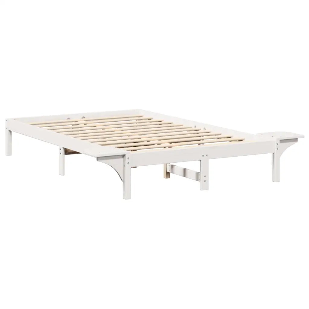 Struttura del letto Bianco 140 x 190 cm Pino massello 873194