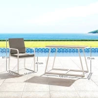 Set da Esterno 3 Pezzi con 2 Sedie con Braccioli e Cuscini e Tavolo con Piano in Vetro, Bianco