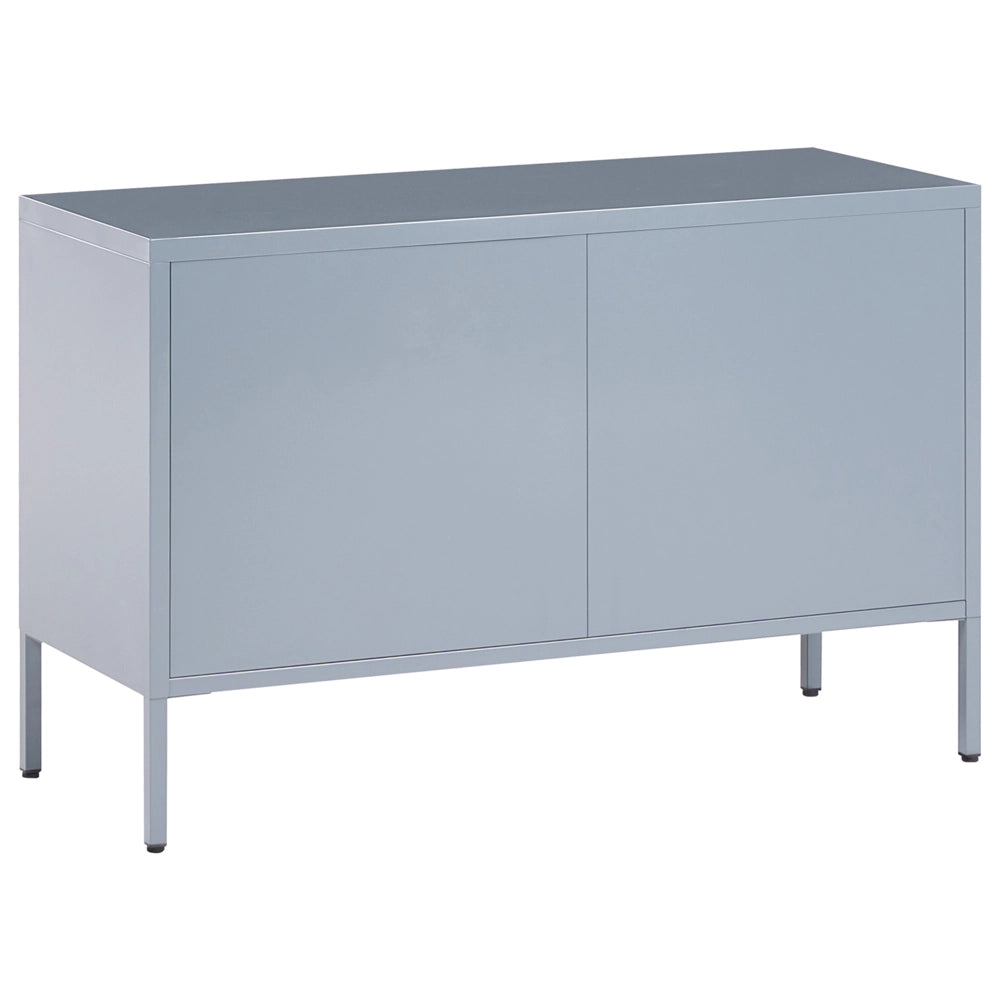 Credenza a 2 ante in acciaio grigio Home Office Mobili Ripiani Tappi per gambe Design industriale