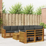 Set divani 9 pcs Naturale e Antracite Legno di Acacia Massello