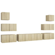 Set di mobili credenza TV soggiorno camera da letto 8 pezzi rovere sonoma legno ingegnerizzato marrone 02_0025310