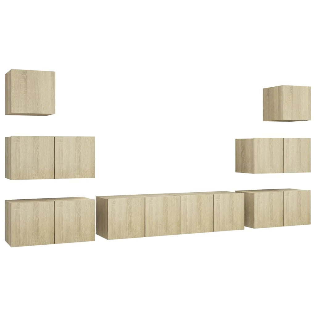 Set di mobili credenza TV soggiorno camera da letto 8 pezzi rovere sonoma legno ingegnerizzato marrone 02_0025310