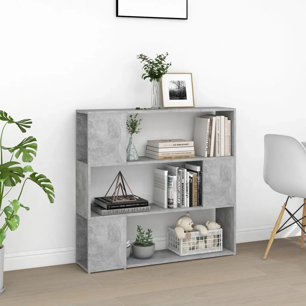 Libreria Divisorio-Scaffale per Libri-Mobile di Stoccaggio Grigio Cemento 100x24x94 cm